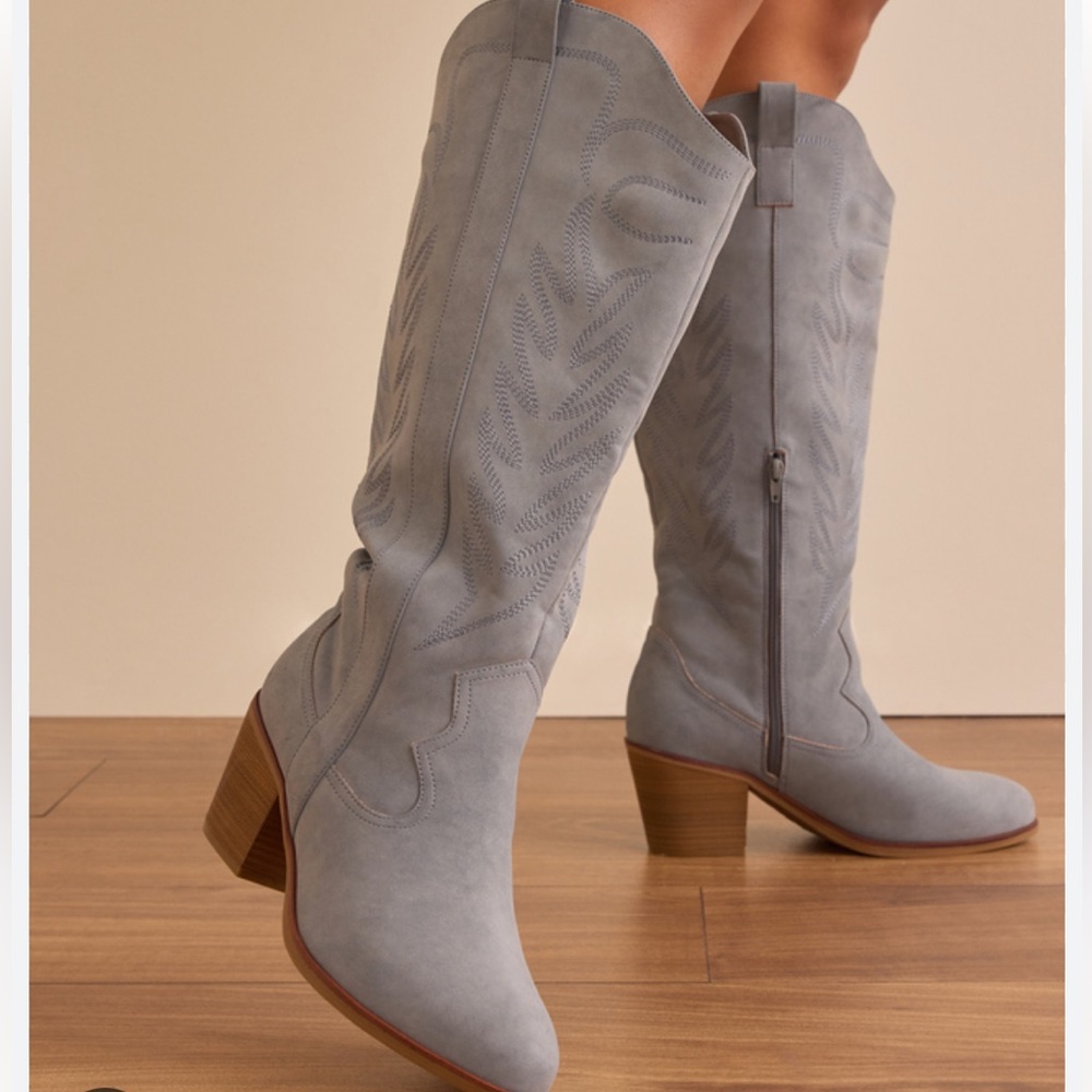 NEW Arula / Altar’d State Tall Blue Western Boots Size 8.5 Wide NWT